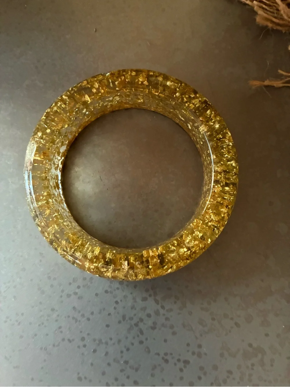 Chico's NEW NEVER WORN, Chunky GOLD flecked resin translucent bangle bracelet.